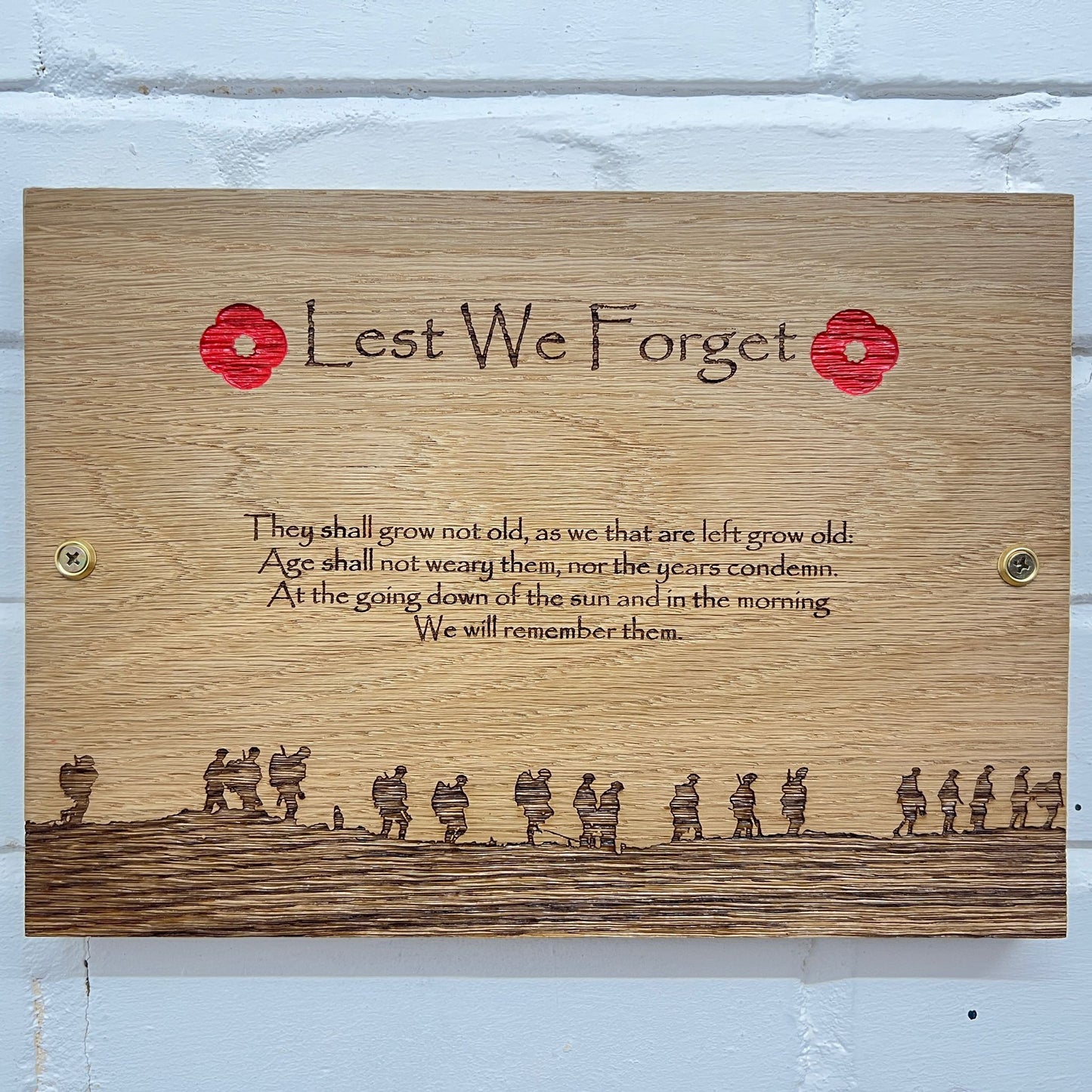 Military Poppy Large Oak Plaque