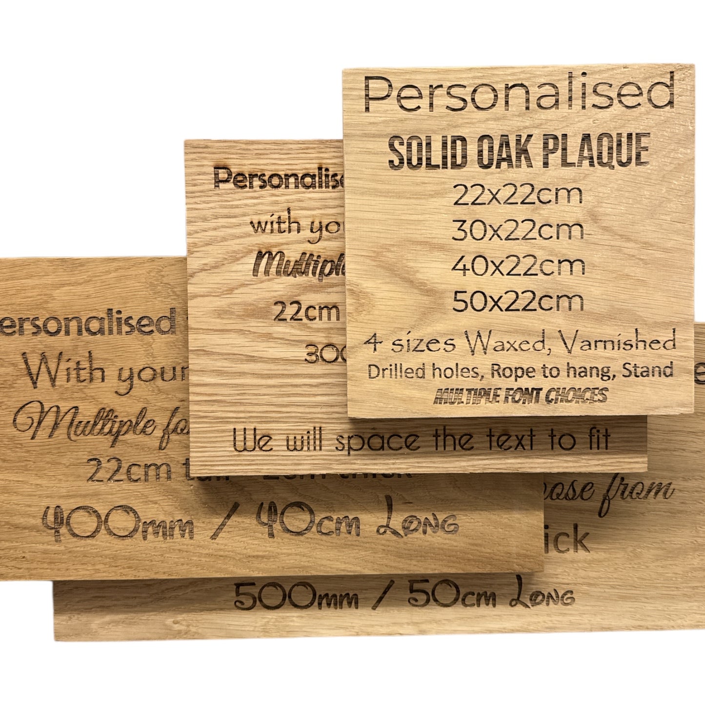 Personalised Large Solid Oak Plaue engraved
