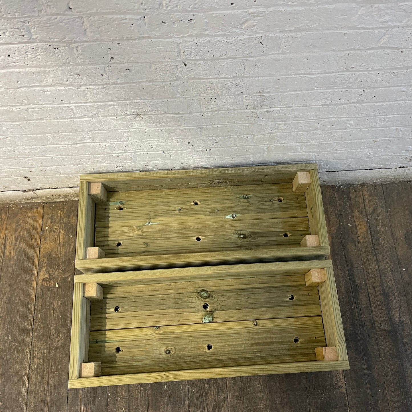 (set of 2) Single level Solid Wooden Patio Planter