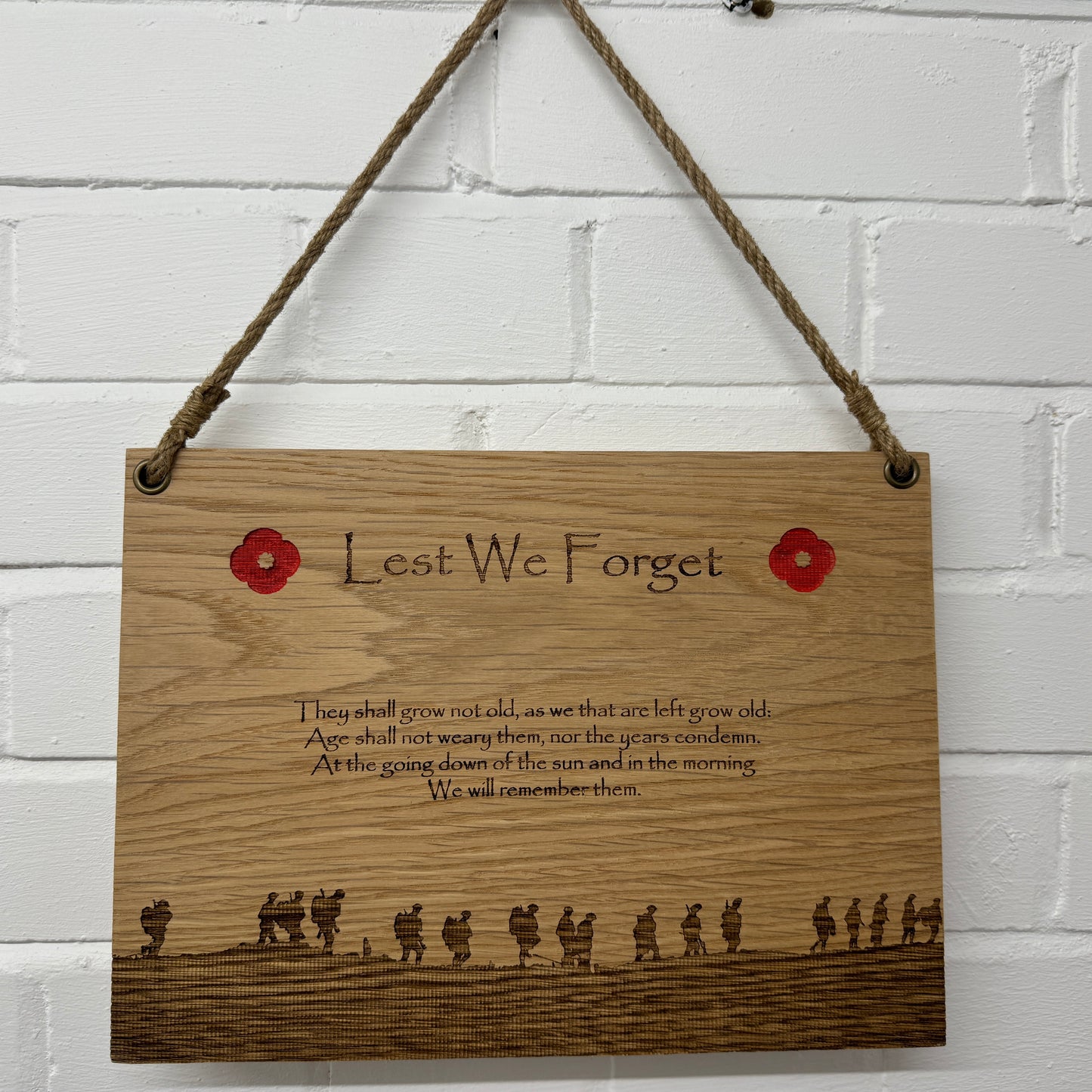 Military Poppy Large Oak Plaque