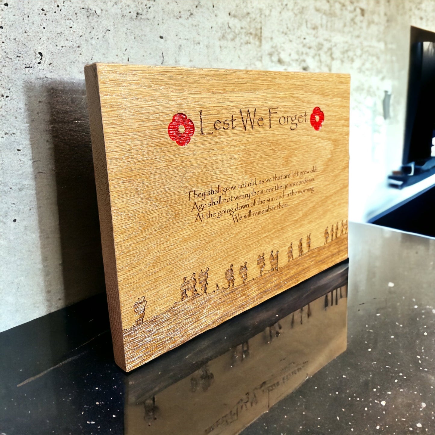 Military Poppy Large Oak Plaque