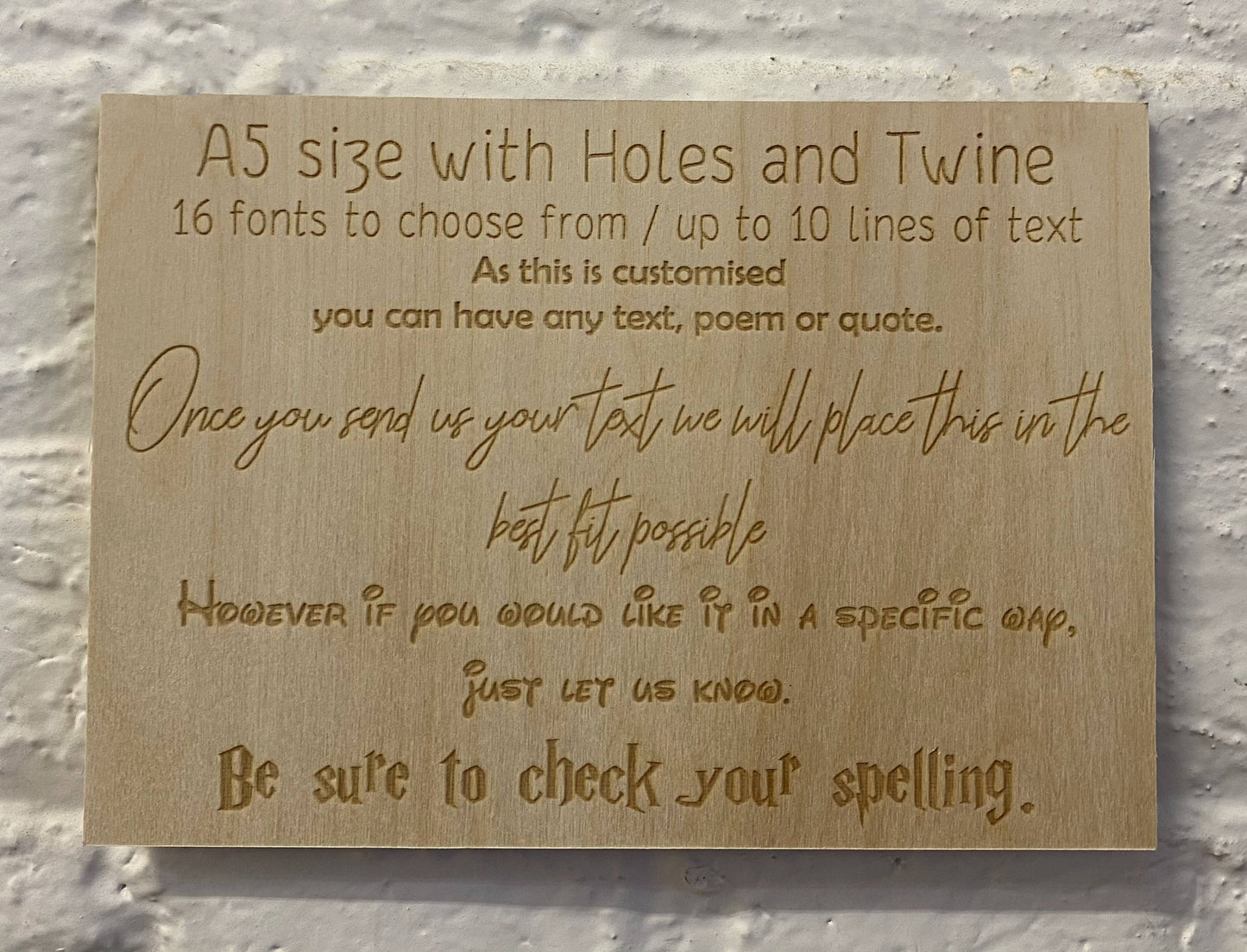 Large Personalised Wooden Sign Plaque A5/A4/A3
