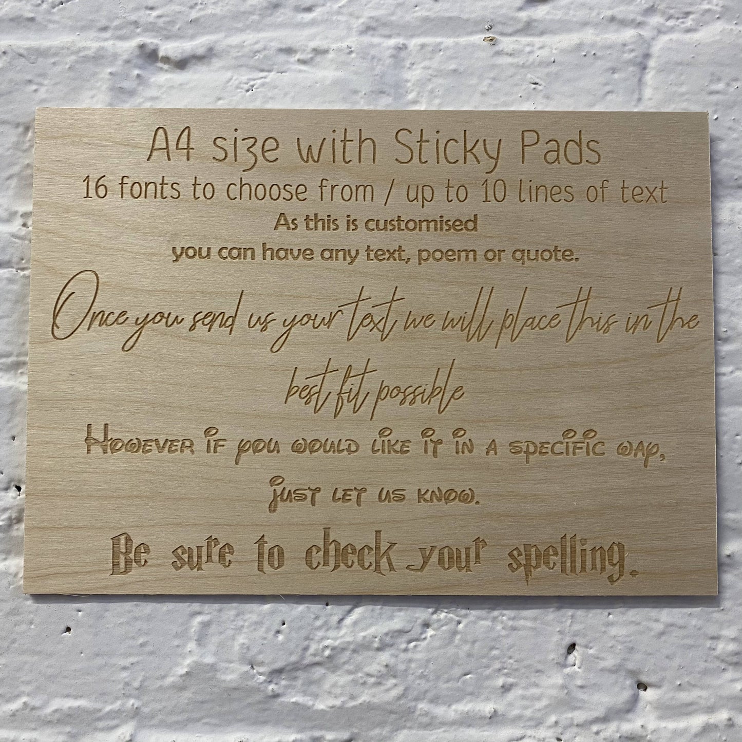 Large Personalised Wooden Sign Plaque A5/A4/A3
