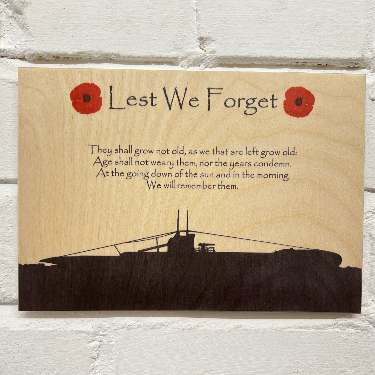 Submariner Remembrance Poppy Plaque