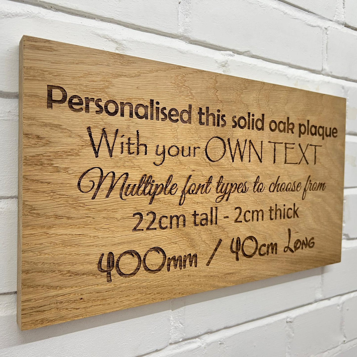 Solid Oak Plaque 20/30/40/50cm 2cm thick