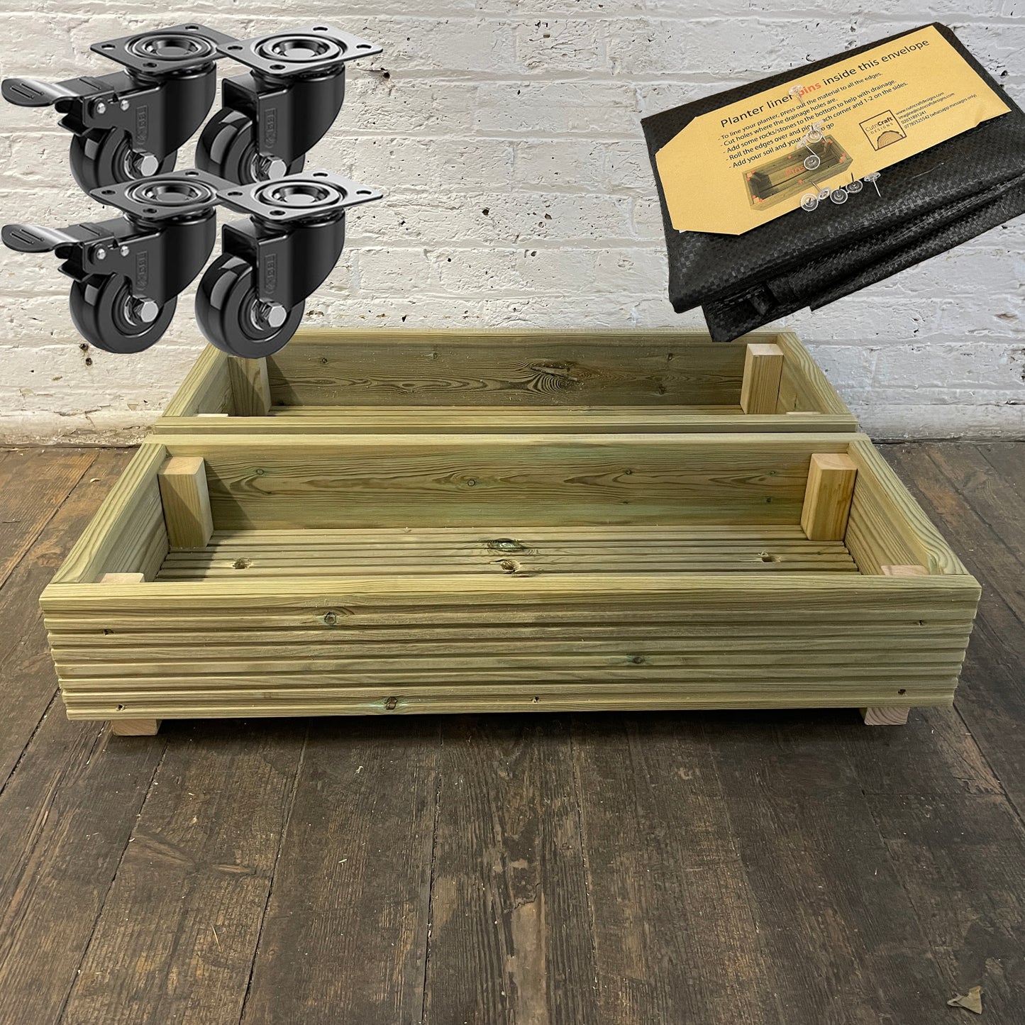 (set of 2) Single level Solid Wooden Patio Planter