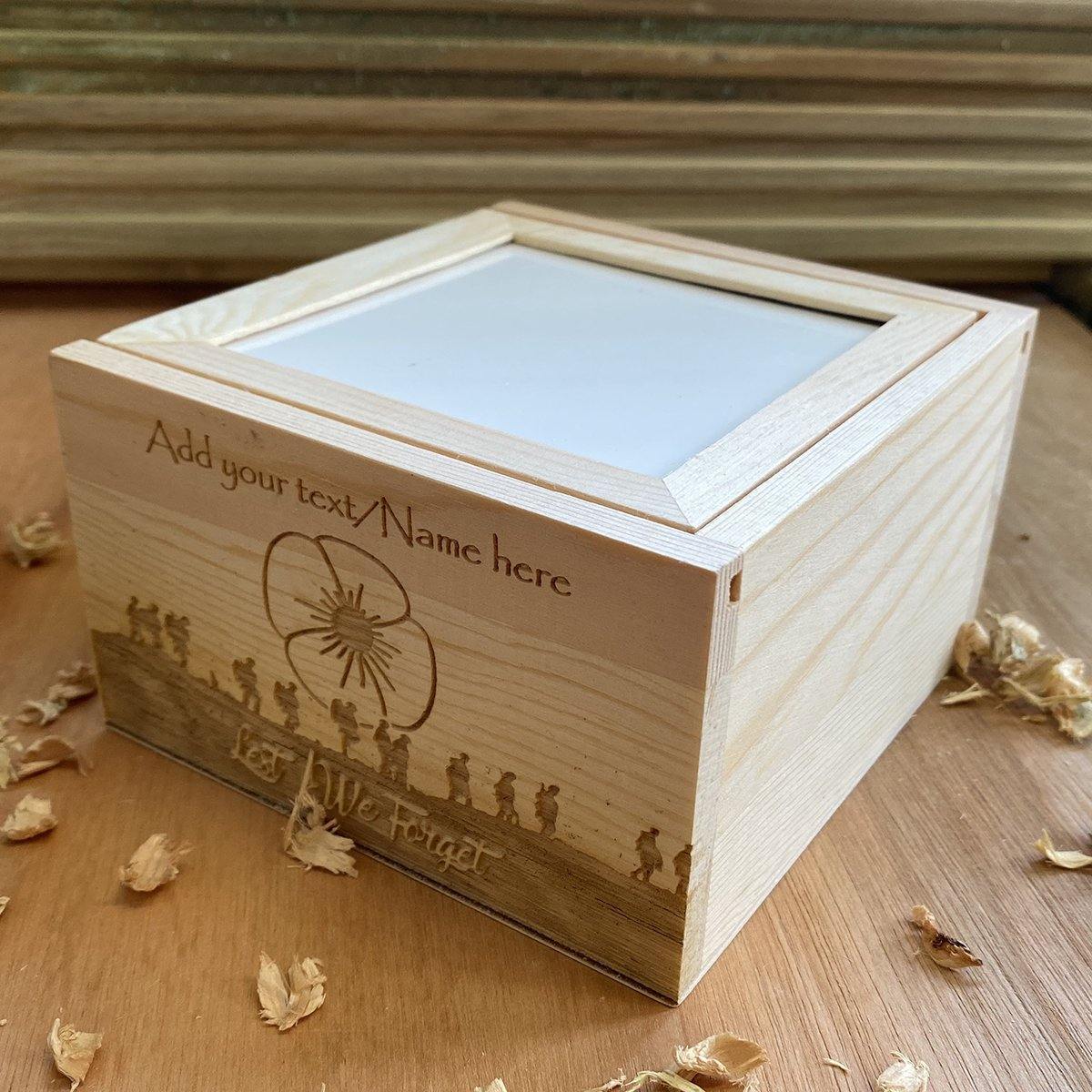 Personalised Military Poppy Engraved Rectangle Box with Picture