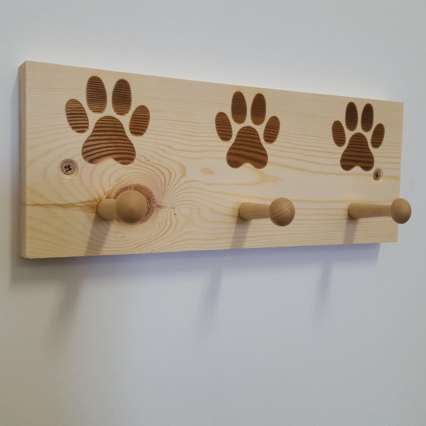 Paw Print Wooden Coat Rack - Lead Holder