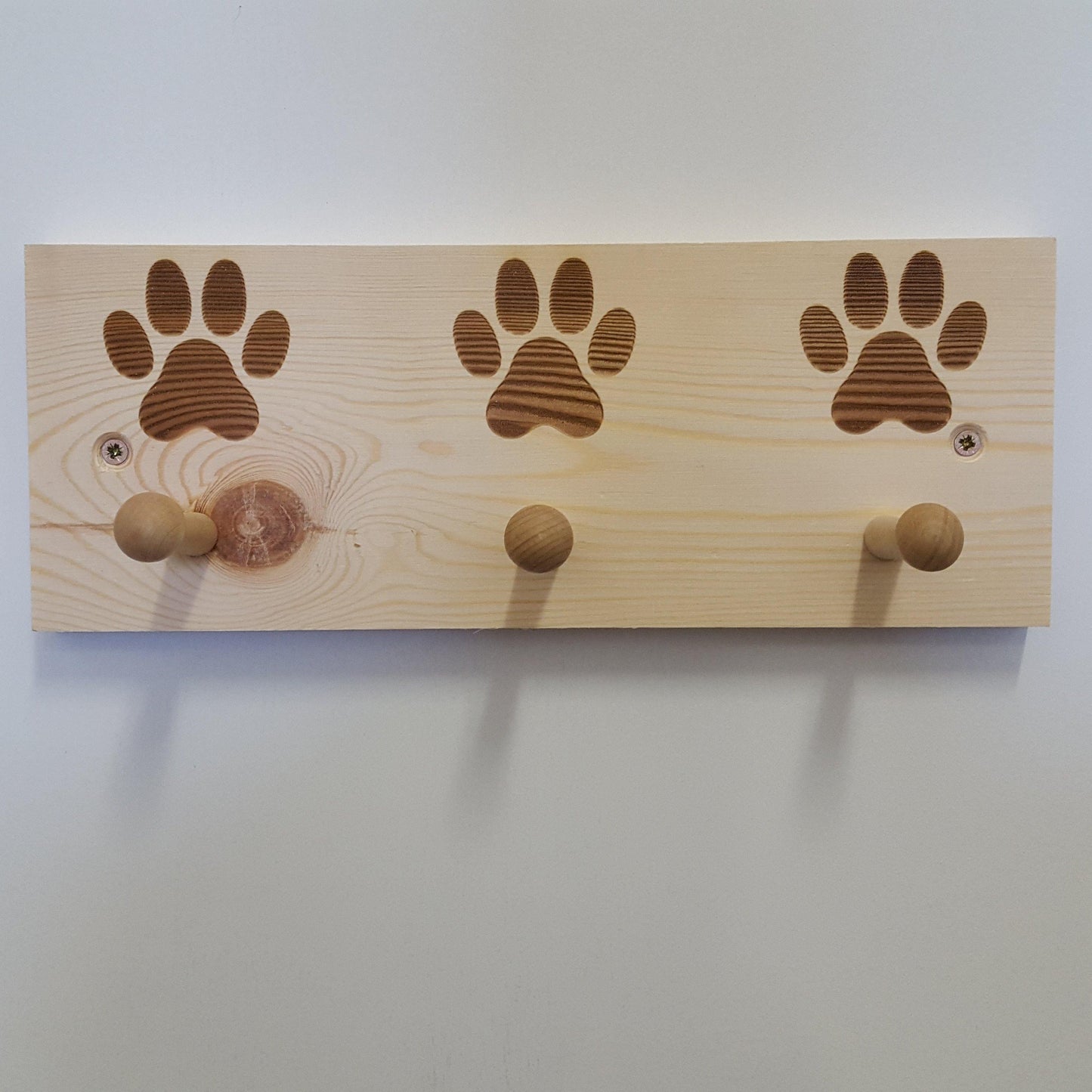 Paw Print Wooden Coat Rack - Lead Holder