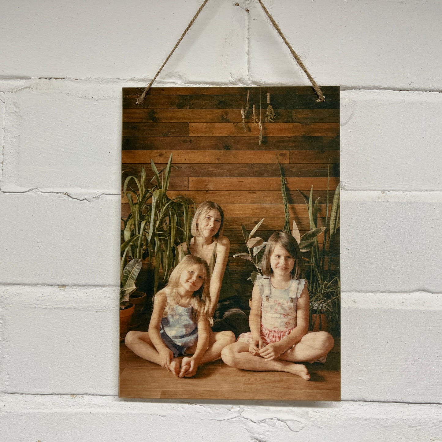 Cutncraft Designs Printed Photo Sign Personalised Printed Wooden Photo Plaque - (Family, Pets, Friends, Best Friends, Girlfriend, Boyfriend, Husband, Wife) - Portrait, Twine