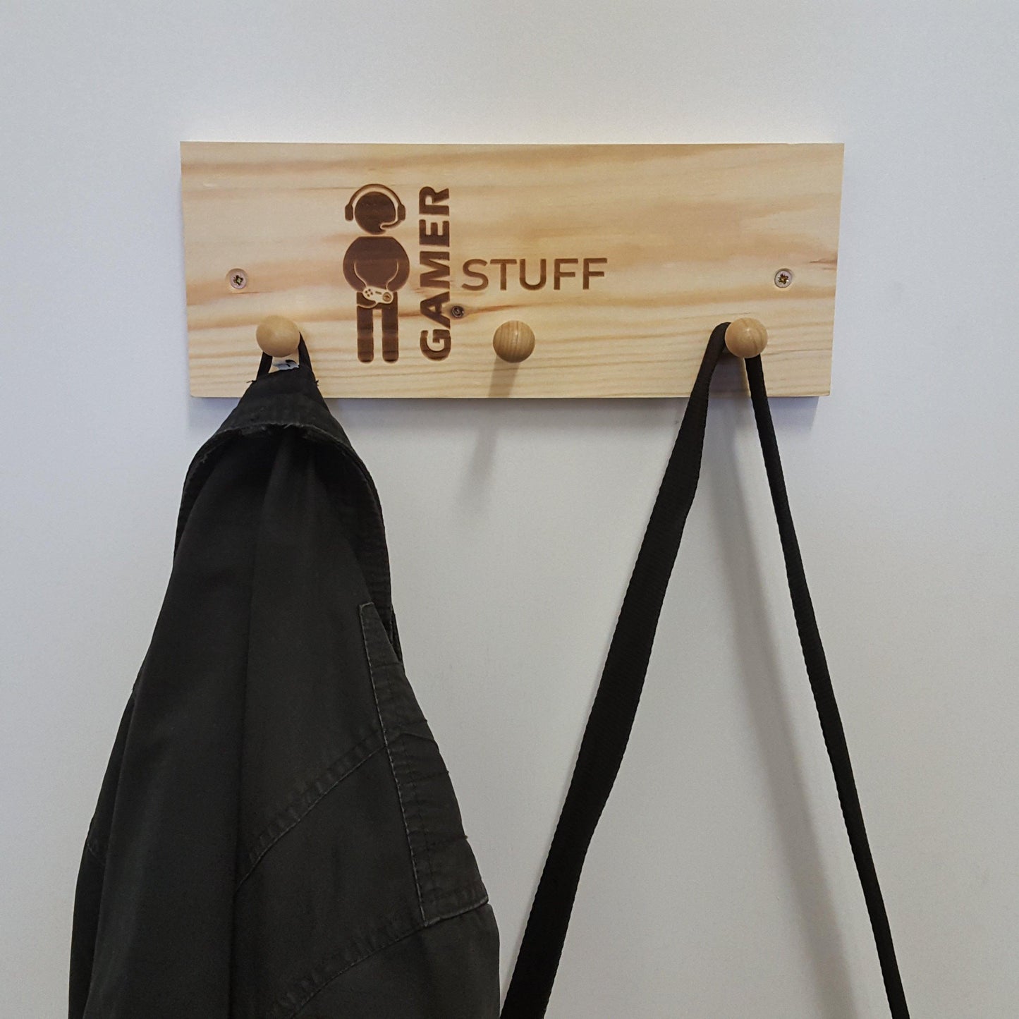 Gaming Gamer Wooden Coat Rack