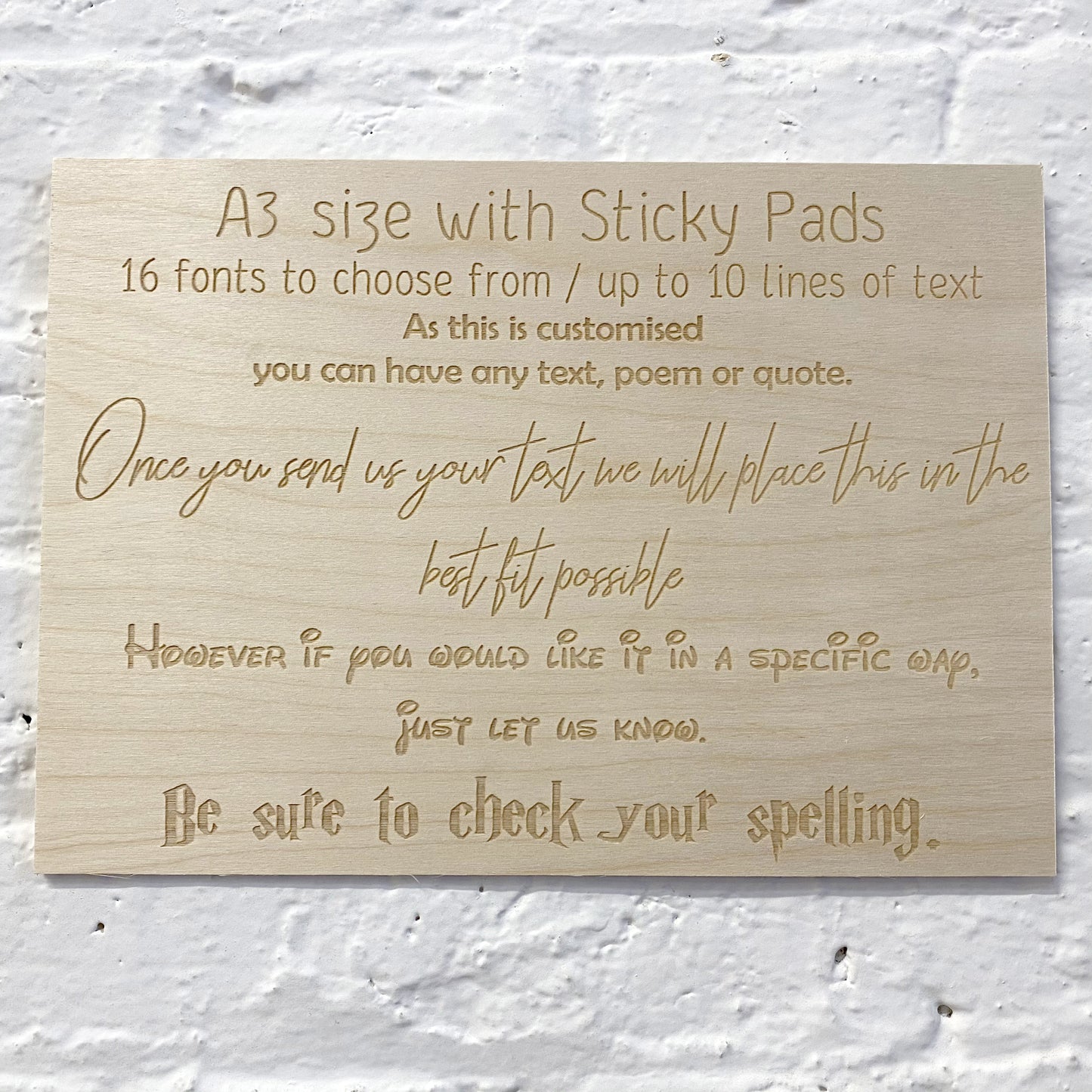 Large Personalised Wooden Sign Plaque A5/A4/A3