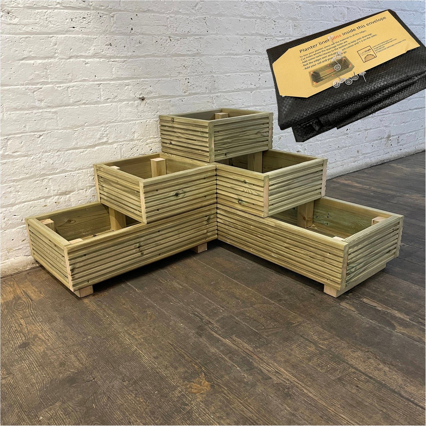 Large 3 Tiered Corner Decking Planter 88x88x48cm