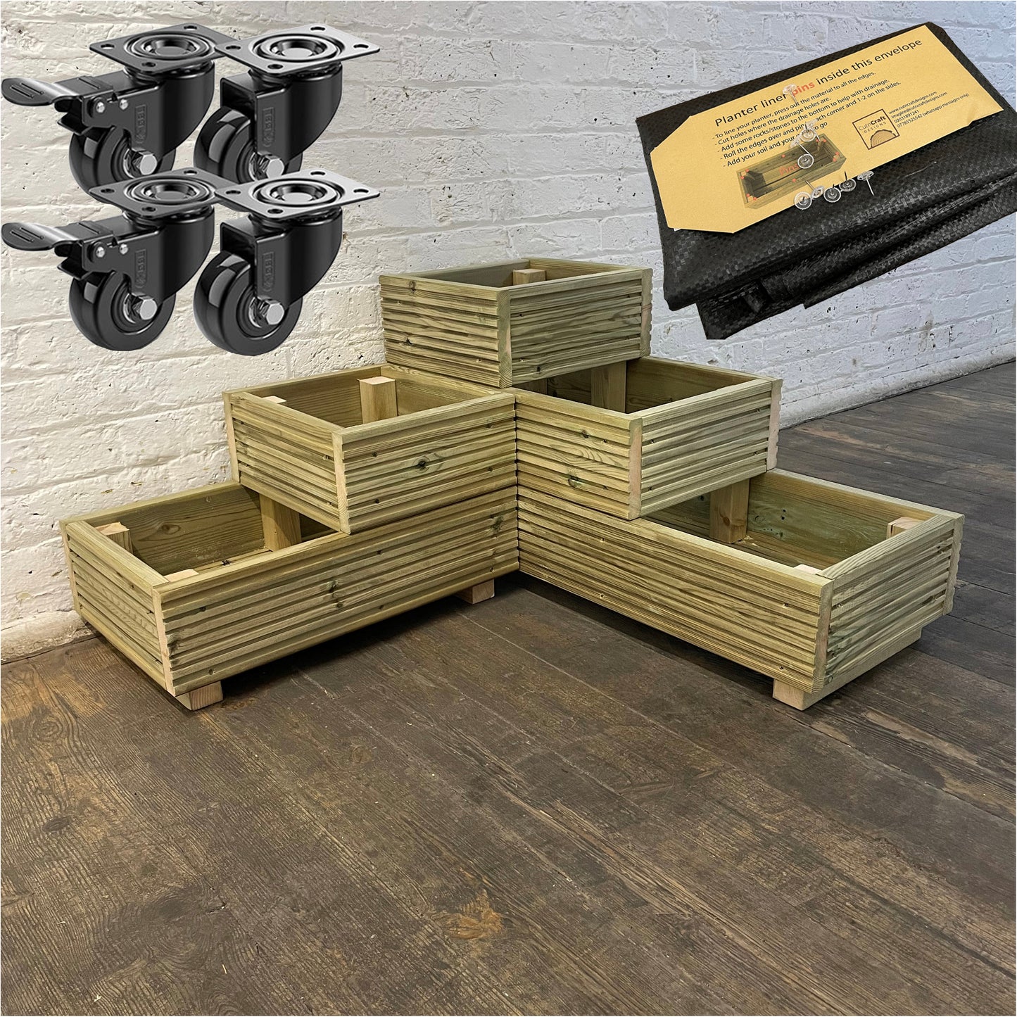 Large 3 Tiered Corner Decking Planter 88x88x48cm