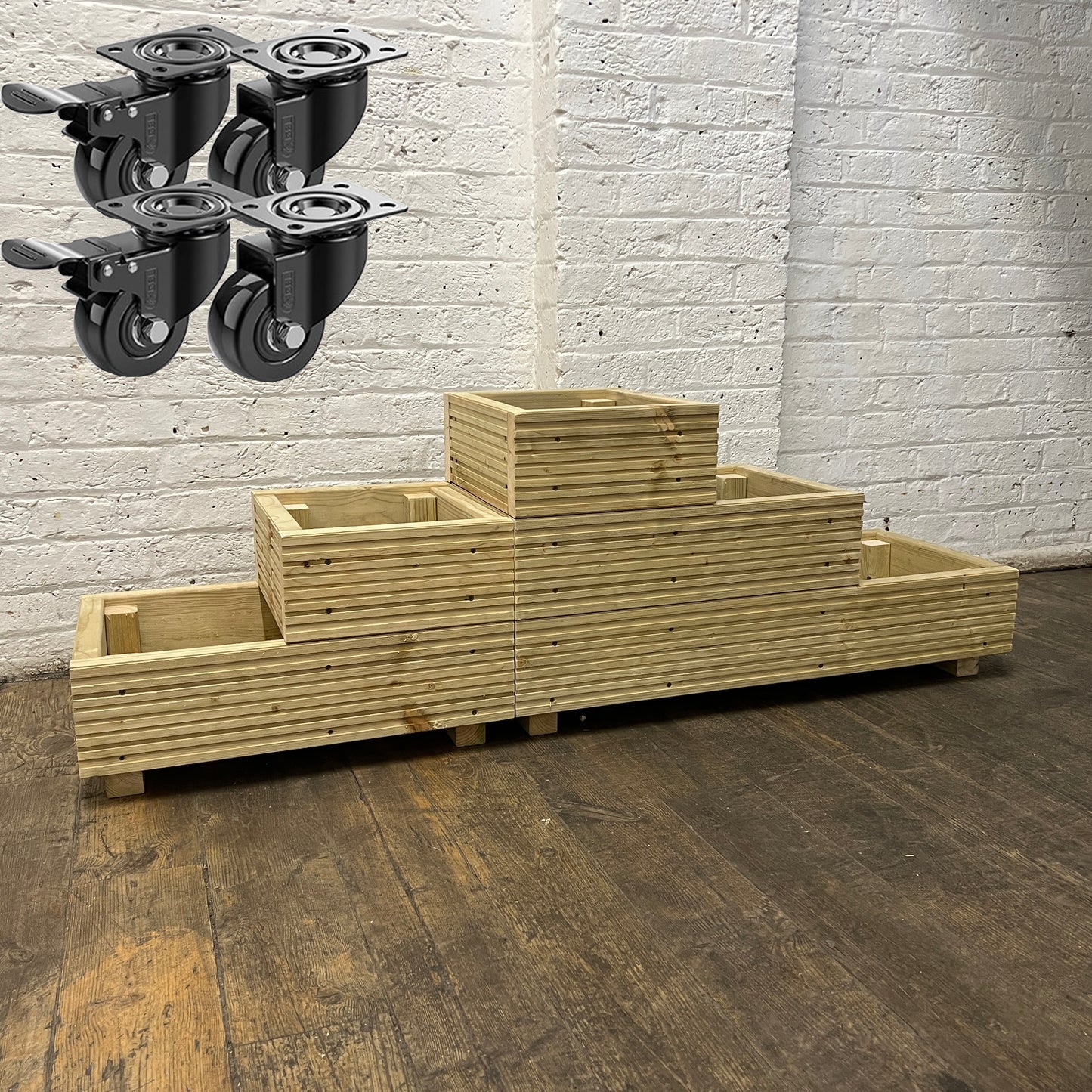 Large 3 Tiered Straight Decking Planter 145cmx35cmx48cm