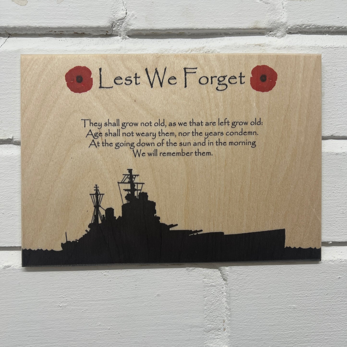 Battle Ship Remembrance Poppy Plaque