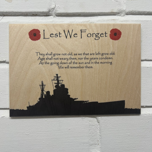 Battle Ship Remembrance Poppy Plaque