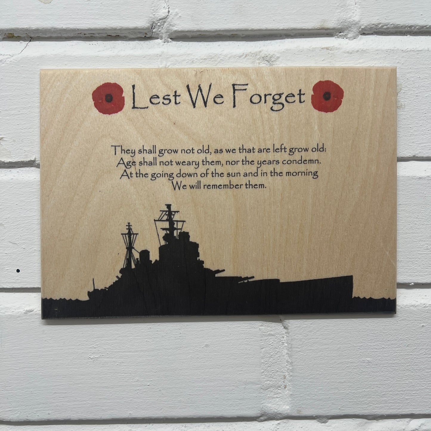 Battle Ship Remembrance Poppy Plaque