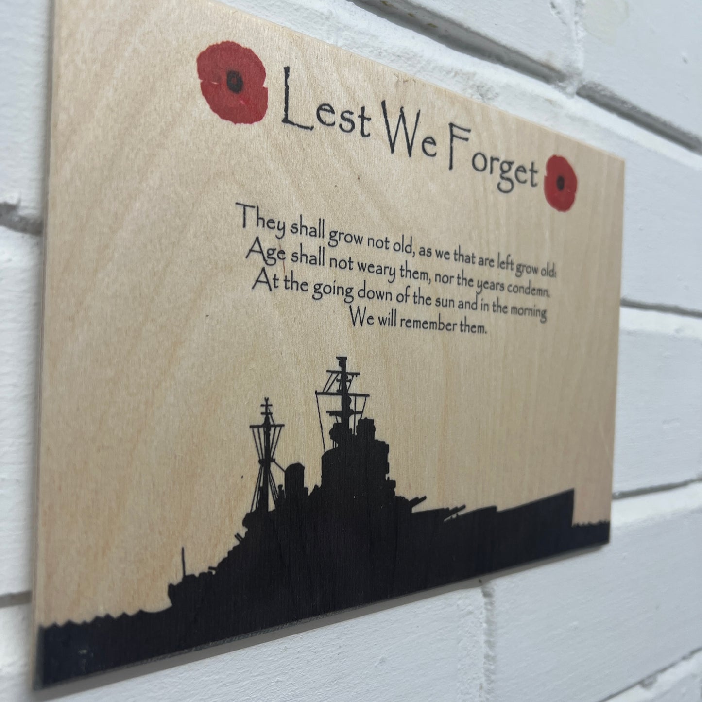 Battle Ship Remembrance Poppy Plaque