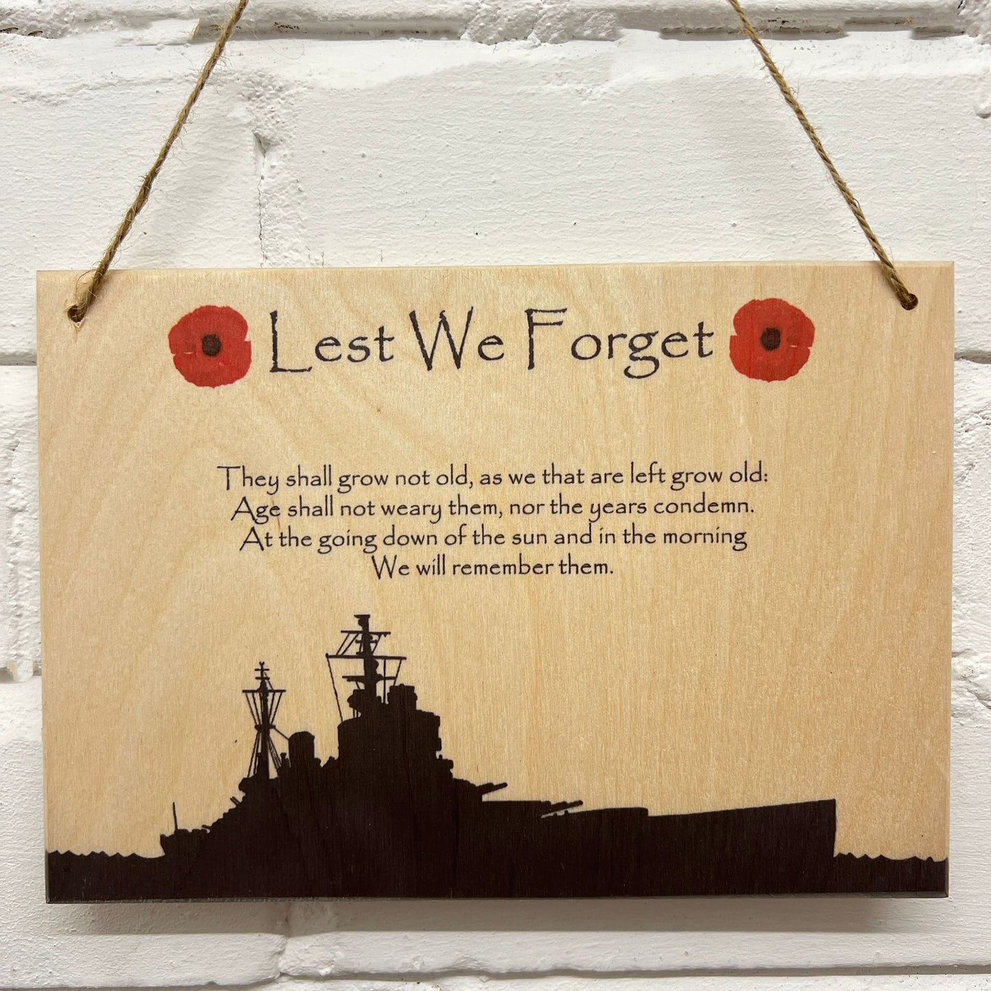 Battle Ship Remembrance Poppy Plaque