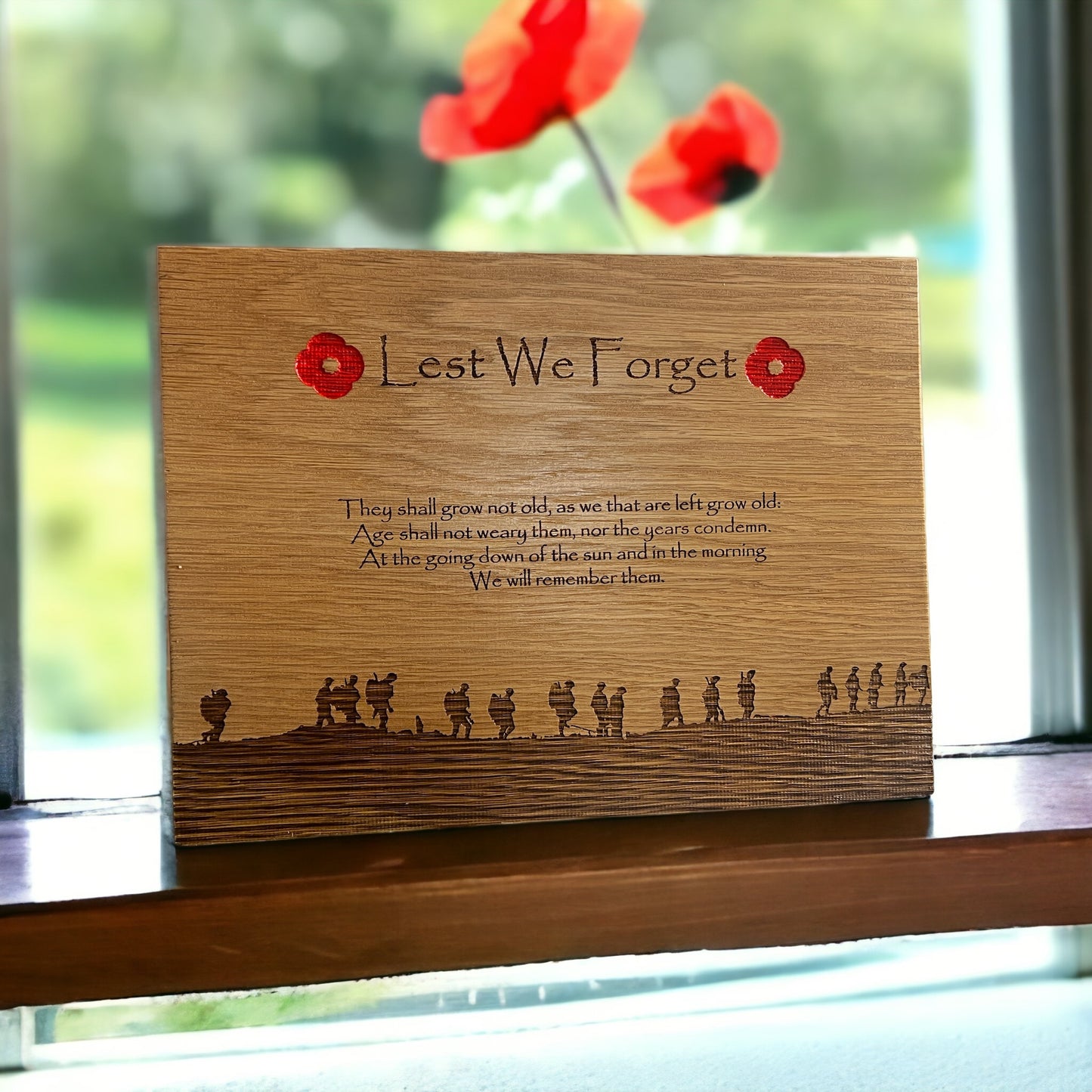 Military Poppy Large Oak Plaque