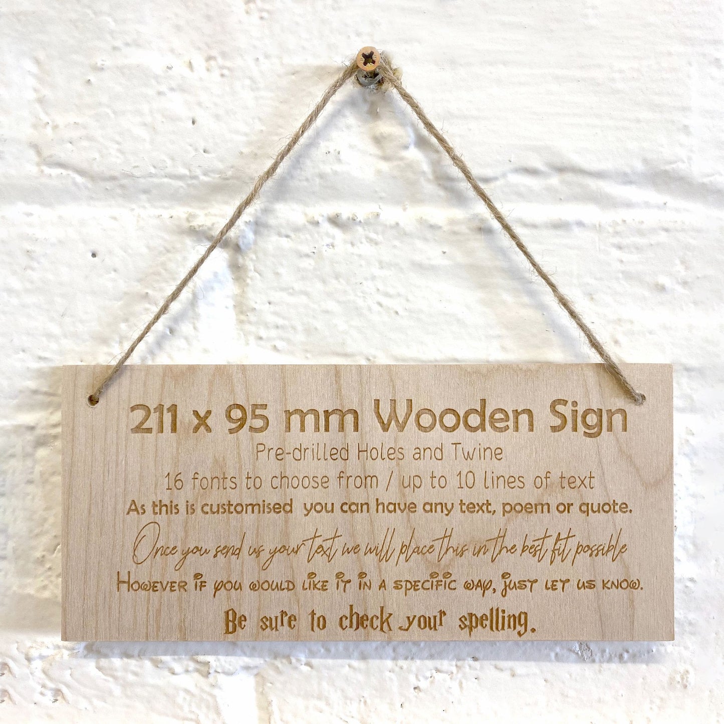 Wooden Sign / Plaque 21 x 9.5cm