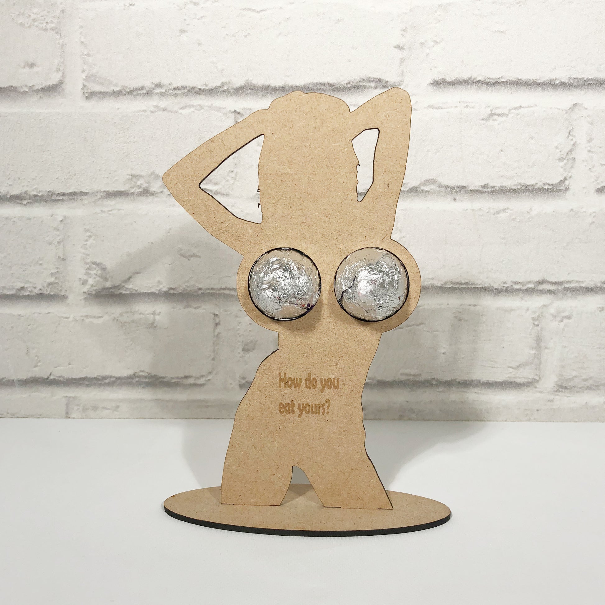 Personalised Engraved Chocolate Eggs Holder Boobs Quote