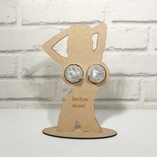 Personalised Engraved Chocolate Eggs Holder Boobs Quote