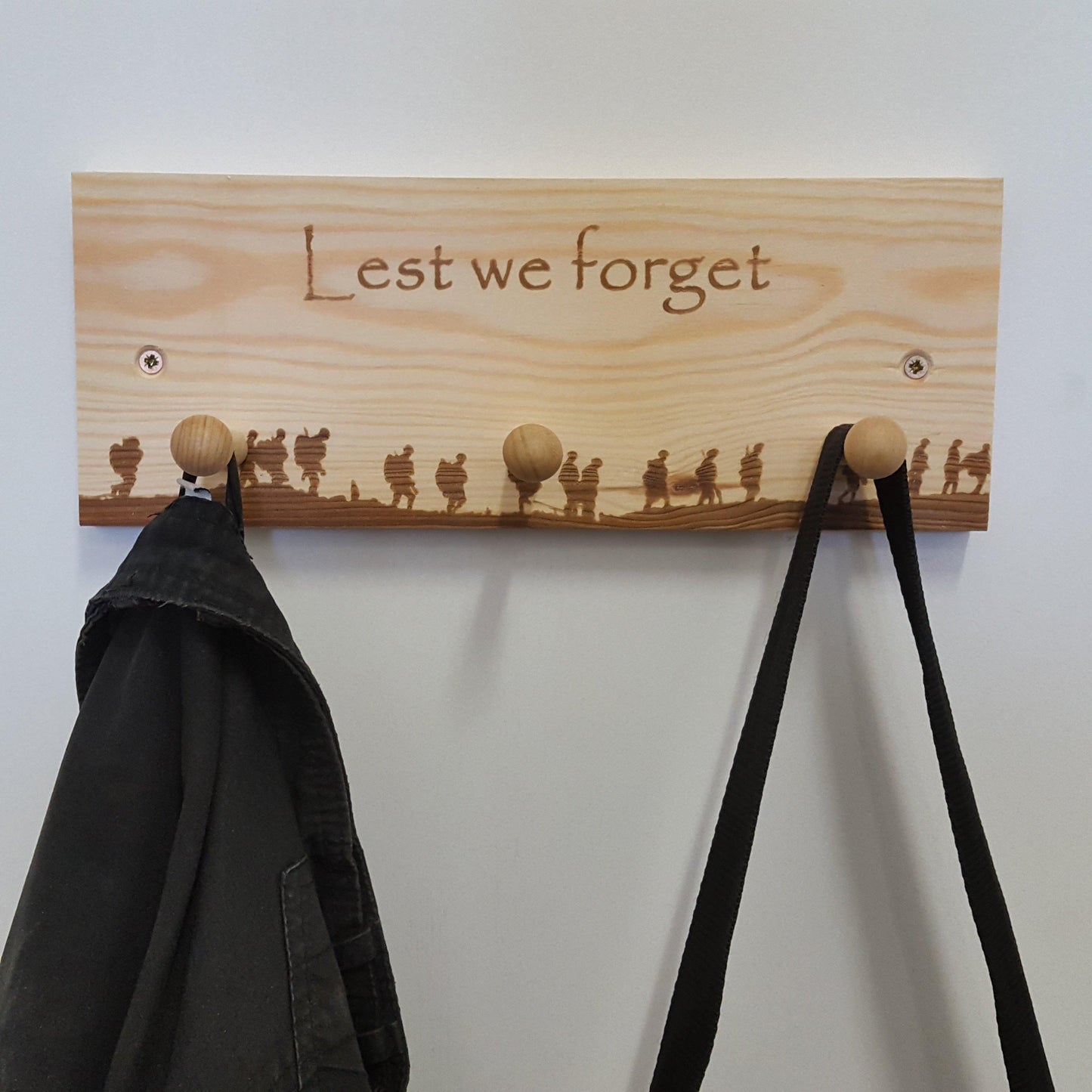 Lest We Forget Remembrance Wooden Coat Rack