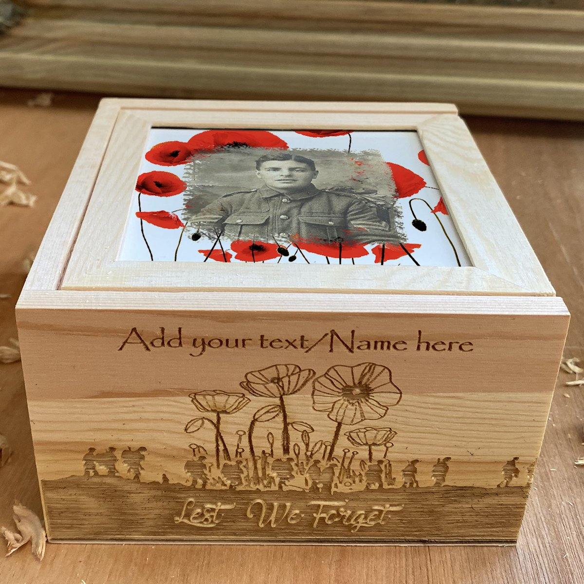 Personalised Rectangle Military Poppy Field Box