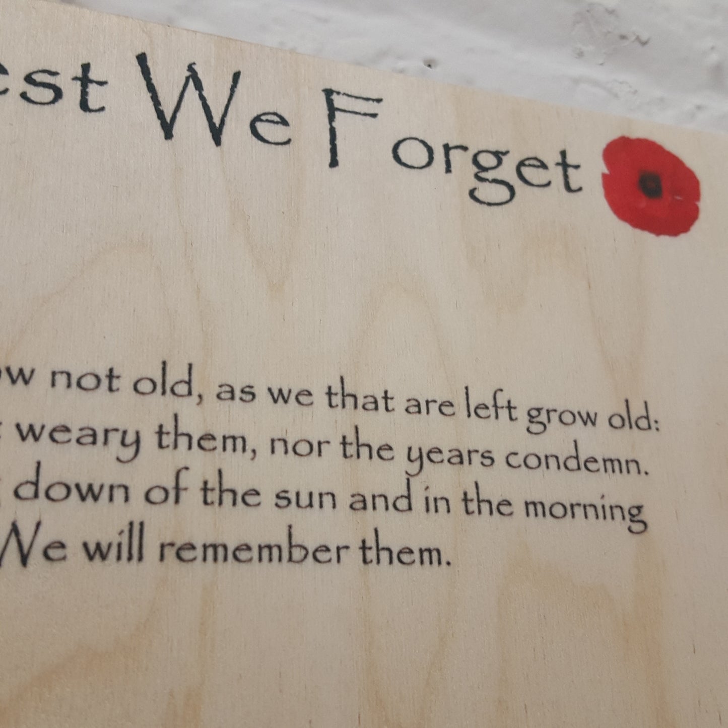 Remembrance Military Poppy Plaque