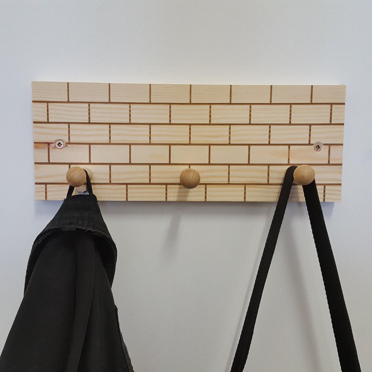 Brick Wall Style Wooden Coat Rack